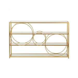 Consola Metal Dorado Cristales