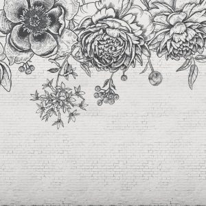 Black Flower Brick Wall M/2