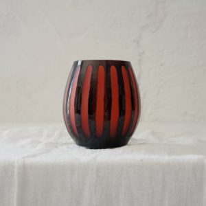 Jarrón Rayas Negro Rojo 14H